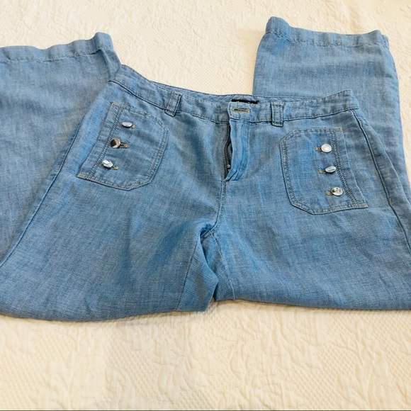 Massimo dutti soft Demin wide leg pants sz 4 buttoned front pockets - Picture 10 of 10